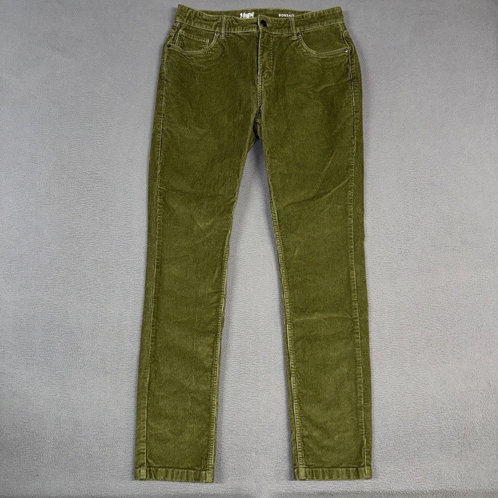 Mugsy Pants Mens 34x34 Green Bonsai's Slim Straight Corduroy Stretch Cotton